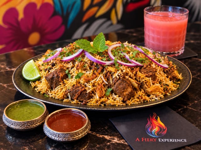 Flaming Lamb Biryani.